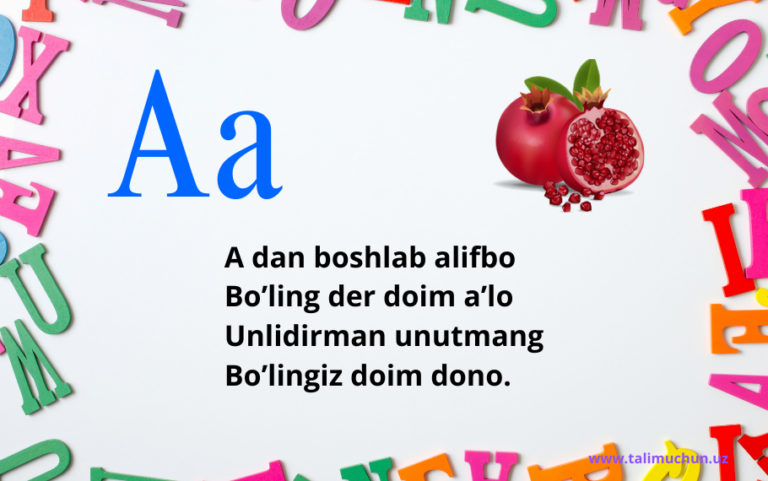 Alifbo harflariga sherlar alifbo harflari bilan rasm